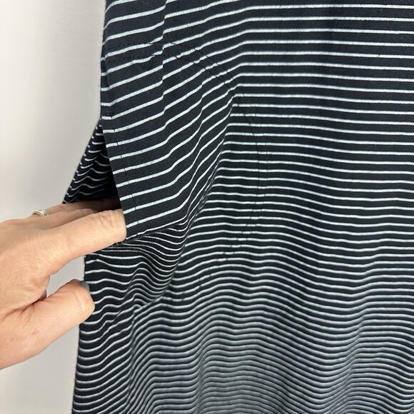 Fresh Produce Dress M Striped Pockets Trapeze Shift Loose Flowy‎ Midi Black Gray - Picture 4 of 7